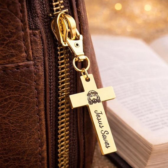 Jesus Saves Gold-Plated Cross Clip On Charm