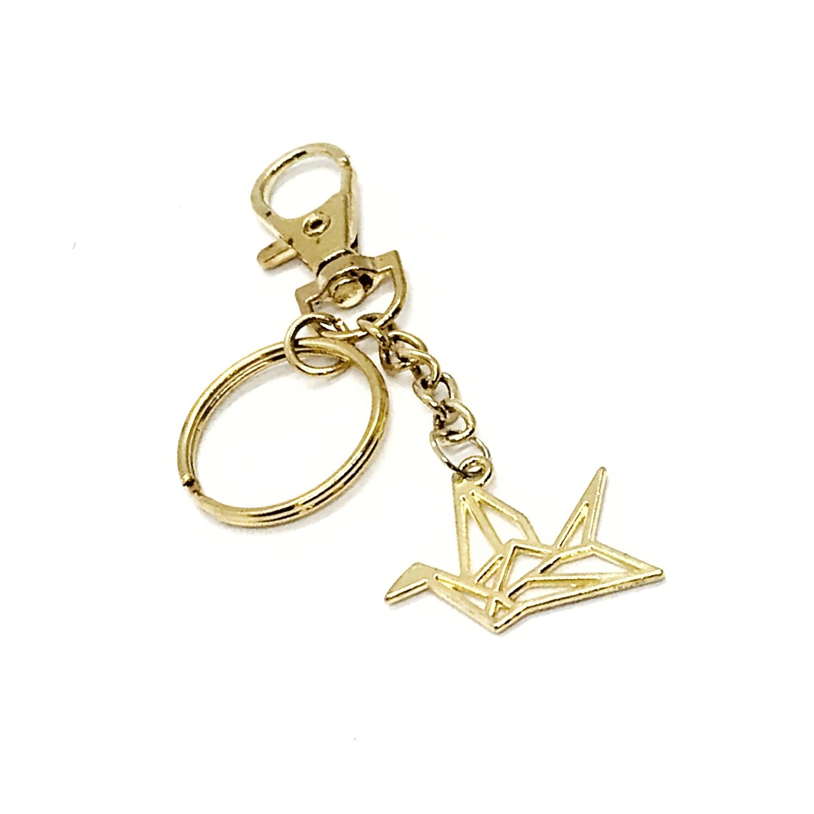 Origami Keychain Goldtone Oragami Crane Keychain Gift Etsy