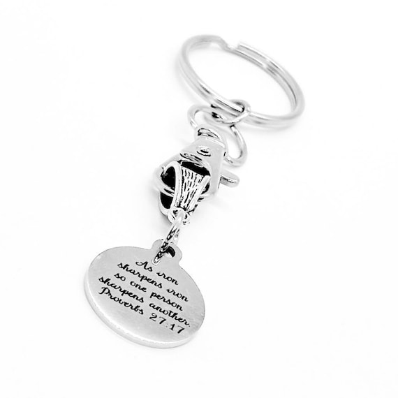 As Iron Sharpens Irons Charm Keychain, Proverbs 27 17, Scripture Gift, Sharpen One Another, Recovery Gift, Christian Friendship, Faith Gift