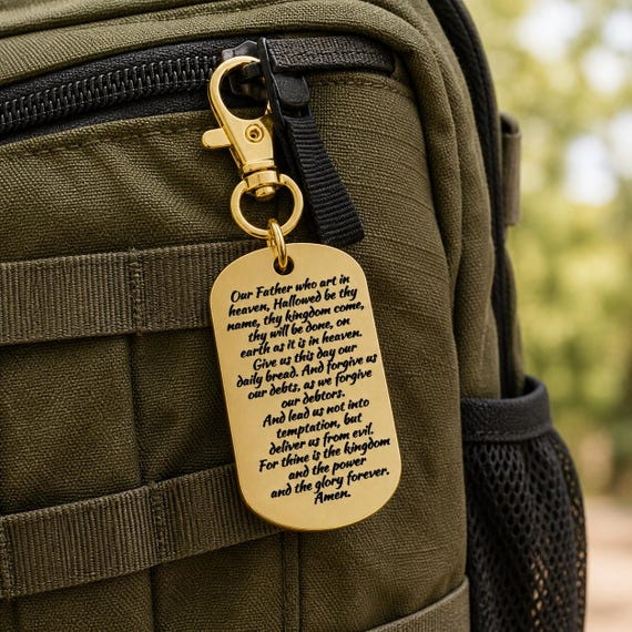 Lord's Prayer Gold-Plated Clip On Dog Tag Charm