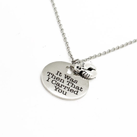It Was Then That I Carried You Charm Necklace, Footprints Scripture Jewelry, Faith, Bible Verse Quote, Gift For Her, Daughter, Baptism, Wife