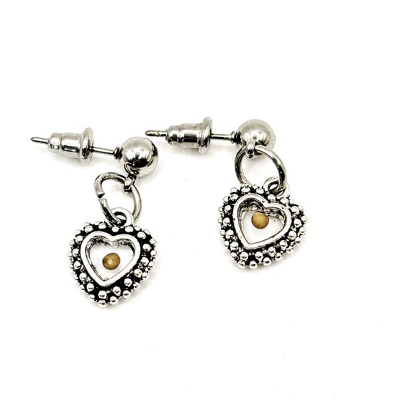 Tiny Heart Mustard Seed Faith Earrings
