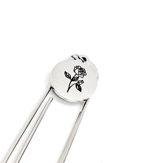 Birth Month Flower Bookmark, June Flower Bookmark, Rose Bookmark, Charm Bookmark, Rose Birthday Gift, Charm Bookmark