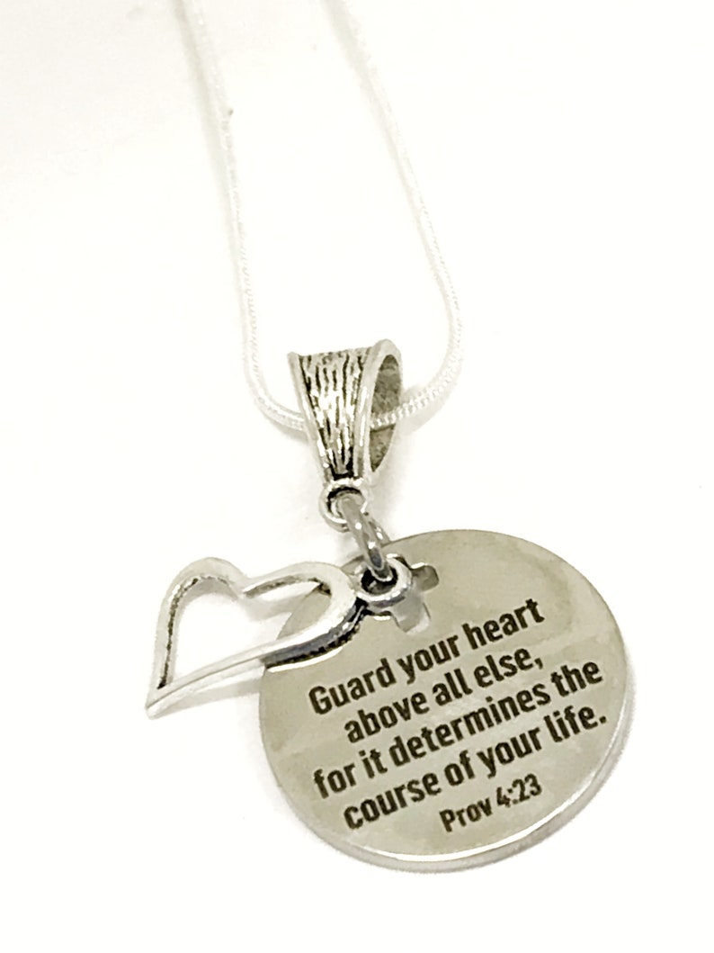 Bible Verse Necklace Guard Your Heart Necklace Prov 4 23 Etsy