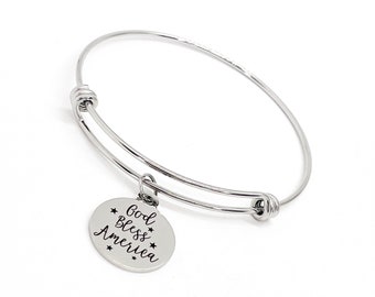 Vaderlandslievend geschenk, God Bless America armband, patriottische sieraden, Fourth Of July-sieraden, Fourth Of July-armband, patriottische armband