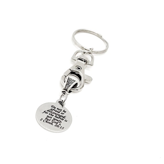Difficult Times Gift, Do Not Be Afraid Or Discouraged, The Battle Is Gods Not Yours, 2 Chronicles 20 15, Faith Keychain, Christian Gifts