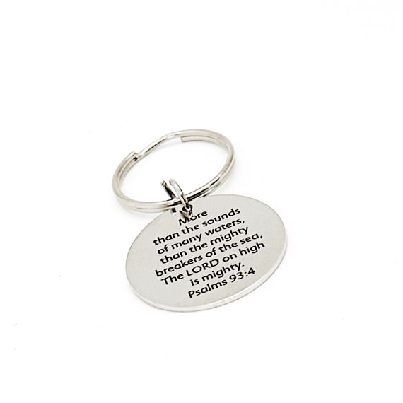The Lord On High Is Mighty Charm Keychain, Psalm 93 4, Scripture Quote, Faith Gift, Bible Verse Gifts, More Than The Sounds Of Many Waters