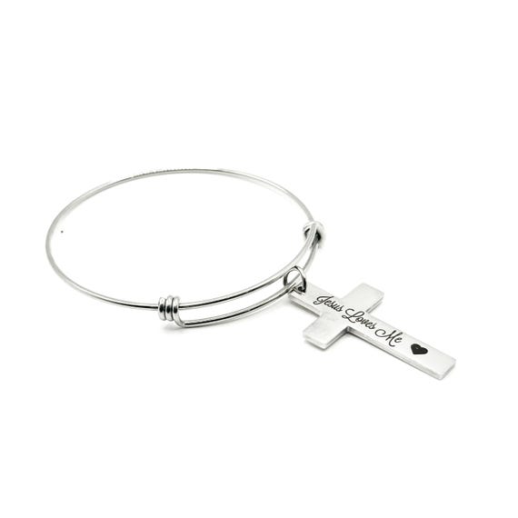 Jesus Loves Me Cross Charm Bracelet