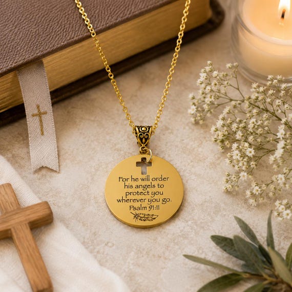 His Angels Protect You Goldtone Necklace