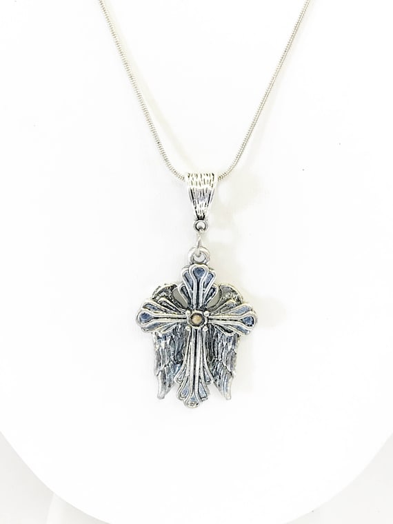 Mustard Seed Necklace, Mustard Seed Cross Necklace, Mustard Seed Jewelry, Mustard Seed Faith Gift, Angel Wings Cross Necklace, Gift For Her