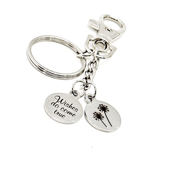 Wishes Do Come True Dandelion Charm Clip On Keychain, Make Wishes, Dream Big, Gift For Her, Daughter, Graduation Gift, Granddaughter Gift