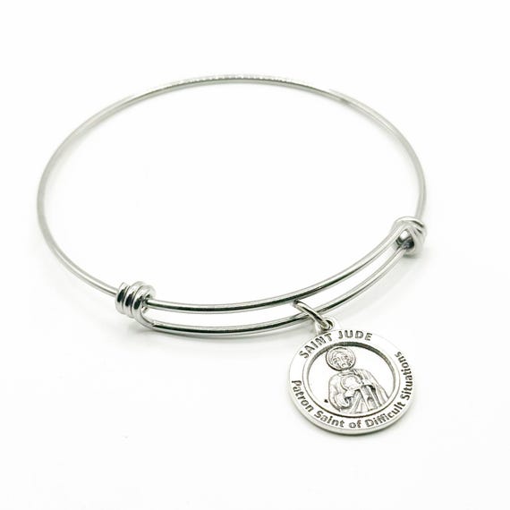 Saint Jude Patron Saint Of Difficult Situations Bracelet Catholic Faith Jewelry Adjustable Bangle Encouragement Religious Gift