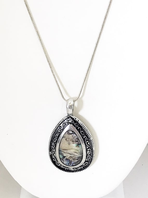 Teardrop Pendant, Simulated-Shell Teardrop Necklace, Southwestern Style Pendant, Southwestern Necklace, Statement Necklace, Gift For Her