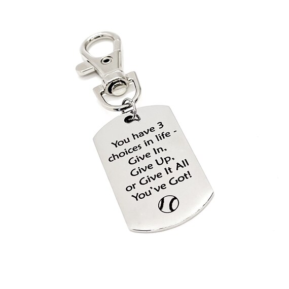 Athlete Gift, Three Choices Clip On Charm, Baseball Quote, Softball Quote, Softball Gift, Baseball Gift, Son Gift, Daughter Gift, Bag Charm
