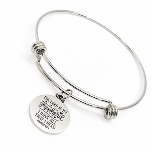 Faith Gift, The Lord Is My Shepherd Bracelet, 23rd Psalm Charm, Scripture Bracelet, Charm Bracelet, Faith Jewelry, Christian Gift
