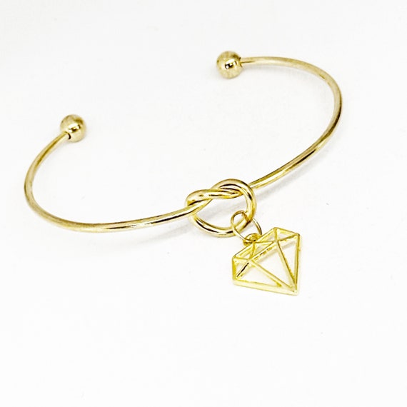 Diamond Charm Goldtone Cuff Bracelet, Daughter Gift, Wife Gift, Friend Gift, Gift For Her, Sales Ranking, Direct Sales, Downline Team Gifts