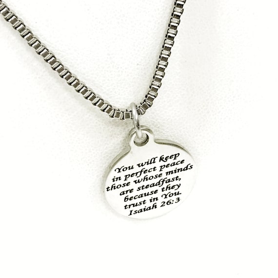 Christian Gift, You Will Keep In Perfect Peace Necklace, Isaiah 26 3, Christian Jewelry, Christian Man, Religious Gift For Him, Husband Gift