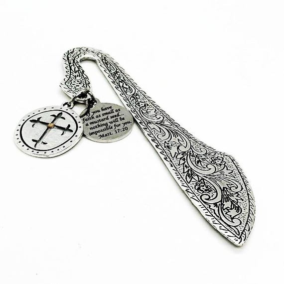 Mustard Seed Scripture Bookmark Gifts, Cross Charm, Real Mustard Seed Charm, Christian Charm Bible Bookmark, Matthew 17 20