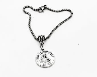 Pulsera con dije "Jesús, en ti confío", "Danos tu misericordia", regalo de fe, oración cristiana para ella, estudio bíblico, regalos para grupos de mujeres, hija