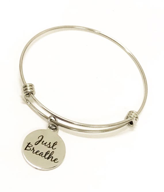 Meditation Gift, Just Breathe Bracelet, Yoga Jewelry, Meditation Jewelry, Meditation Bracelet, Sympathy Gift, Encouragement Gift, Stacking