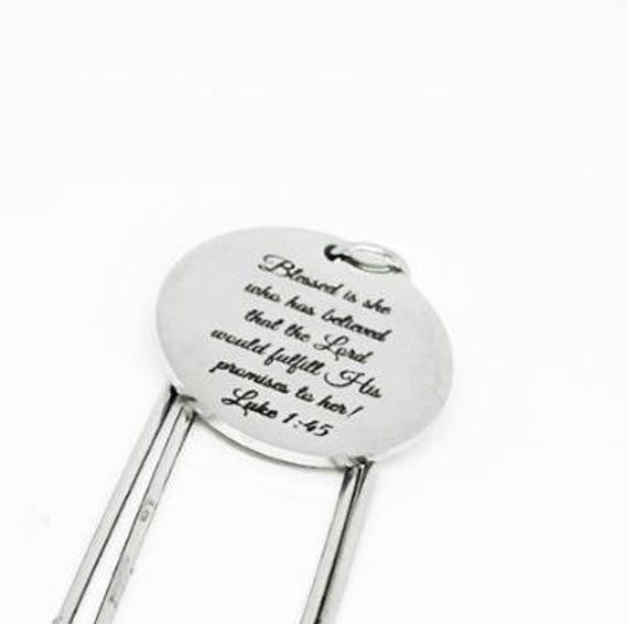 Blessed Is She Who Has Believed Charm Paperclip Bookmark Luke 1 45 Faith Gift