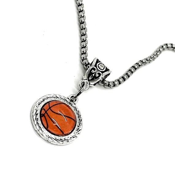Basketball Cabochon Pendant Necklace, Mom Gift, Wife Gift, Gift For Her, Sports Mom, Basketball Player, Team Mom, Friend Gift, Senior Mom