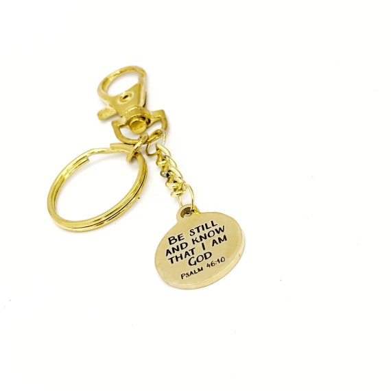 Faith Gift, Be Still And Know That I Am God Charm Keychain, Psalm 46 10, Christian Gift, Baptism Gift, Faith Quotes, Bible Verse Gifts