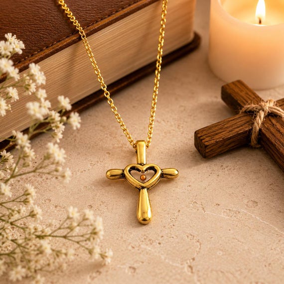 Mustard Seed Goldtone Cross Faith Necklace