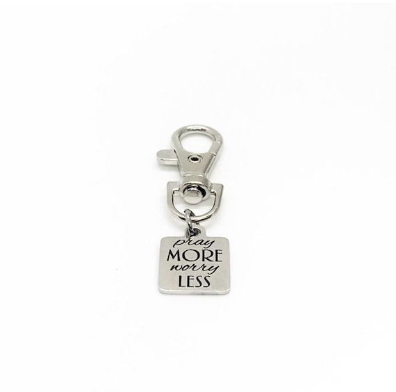 Pray More Worry Less Clip On Charm Faith Gift Christian Stainless Steel Engraved Charm Inspirational Religious