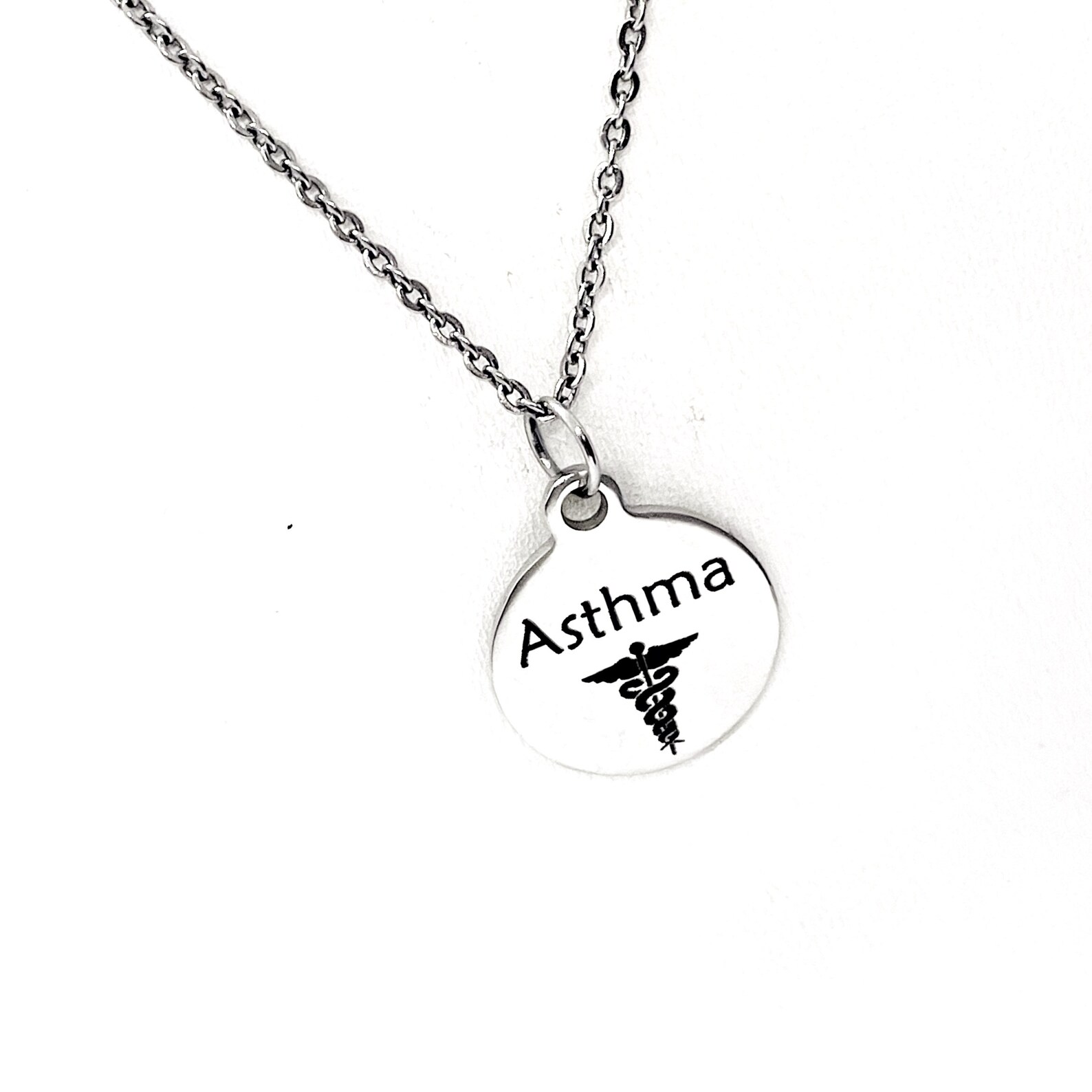 Asthma Necklace Asthma Medical ID Charm Asthma Medical Etsy