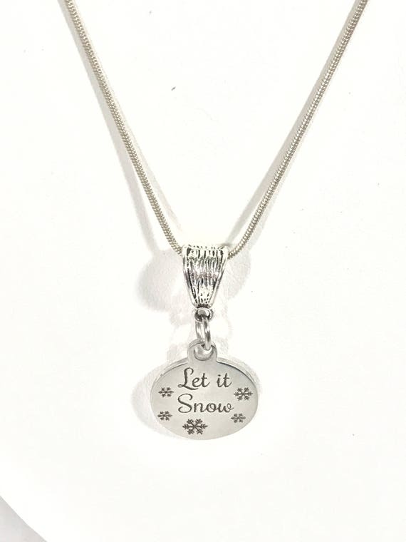 Let It Snow Silver Necklace, Christmas Outfit Jewelry, Christmas Jewelry, Winter Jewelry, Winter Necklace, Let It Snow Necklace, Let It Snow
