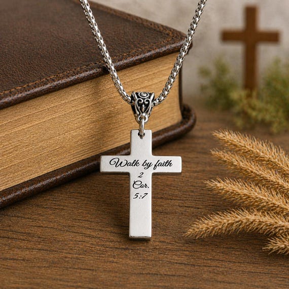Walk By Faith 2 Cor 5 7 Cross Necklace