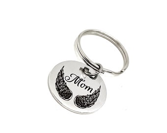Llavero conmemorativo para mamá, recuerdo de mamá, pérdida de mamá, regalo de condolencia por la muerte de mamá, ángel para mamá, llavero conmemorativo con dije