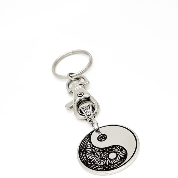 Mandala Yin Yang Keychain, Mandala Charm, Yin Yang Gift, Yin Yang Lover, Mandala Print, Keychain Gift, Mandala Keychain, Gift For Her