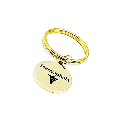 Hemophilia Blood Condition Charm Goldtone Keychain, Medical Condition Awareness, Medical Caduceus, Blood Disorder, Medical Awareness Gift