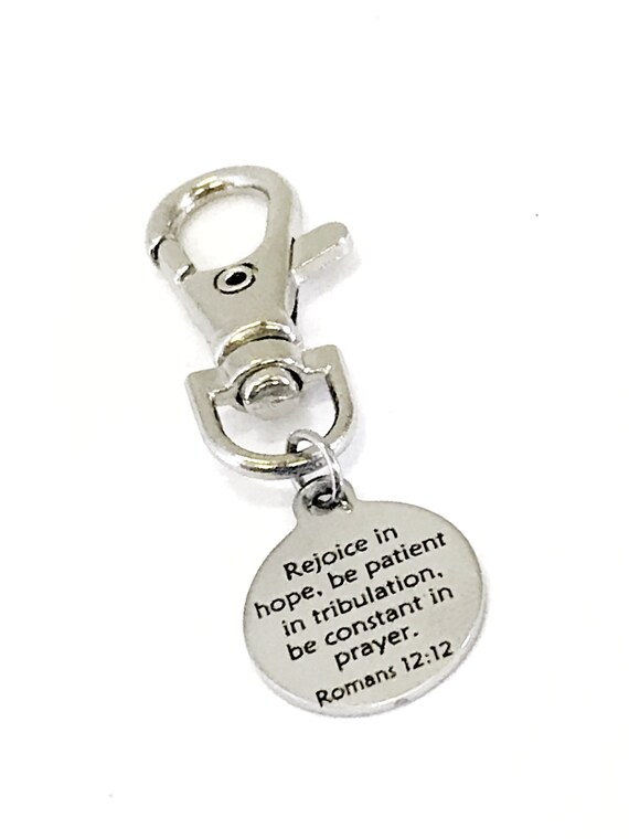 Christian Charm, Romans 12 12 Charm, Scripture Charm, Christian Gifts, Rejoice In Hope Scripture, Christian Bag Charm, Bible Bag Charm