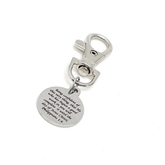 Scripture Gift, He Who Has Begun A Good Work In You Will Complete It Clip On Charm, Philippians 1 6, Baptism Gift, Scripture Quote