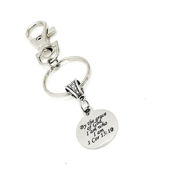 By The Grace Of God I Am Who I Am Keychain Christian Bible Verse Gift