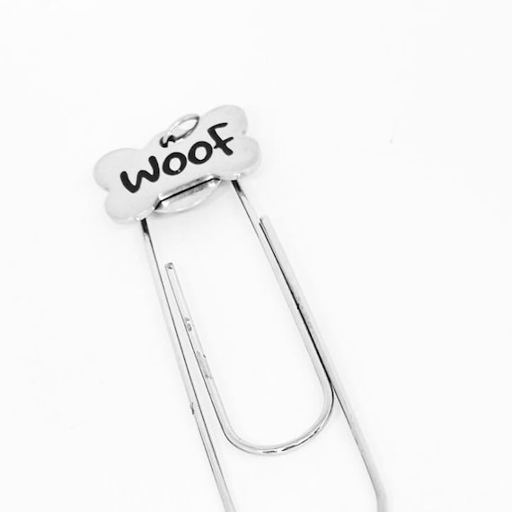 Woof Dog Bone Paperclip Bookmark Stainless Steel Charm Pet Lover Gift