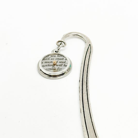 Mustard Seed Scripture Charm Bookmark, Faith Gift, Matthew 17 20, Mustard Seed Faith, Christian Gift, Bible Bookmark, Baptism Gift, Believer