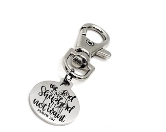 Bag Charm, The Lord Is My Shepherd I Shall Not Want Charm, Psalm 23 1 Quote, Christian Quote, Scripture Charm, Keychain Charm, Purse Charm