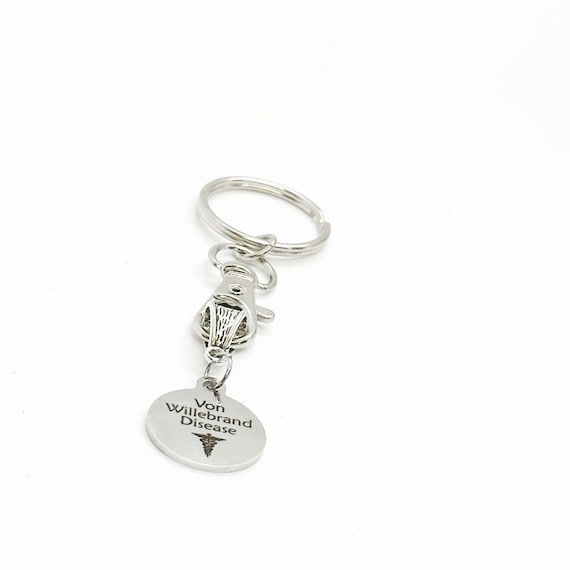 Von Willebrand Disease Medical ID Awareness Keychain, Medical Notification, Bleeding Disorder, Blood Disease, Medical Caduceus,  Caregiver