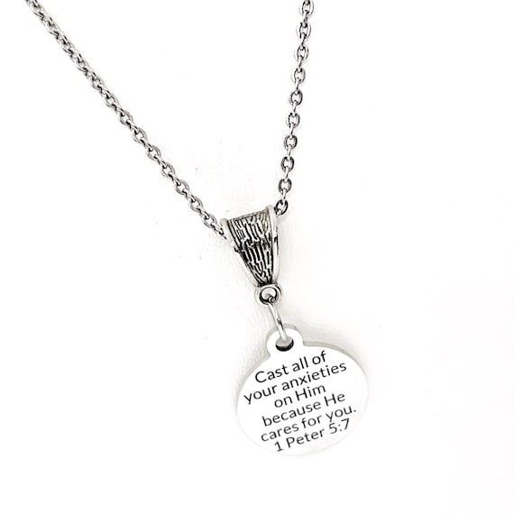 Scripture Gifts, Cast All Of Your Anxieties On Him Necklace, 1 Peter 5 7, Jesus Cares For You, Faith Jewelry, Scripture Quote, Bible Verse