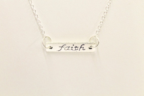 Faith Connector Pendant Bar Necklace on Silver Chain, Gift For Her, Gift For Mom, Minimalist Jewelry, Christian Faith Bar Necklace
