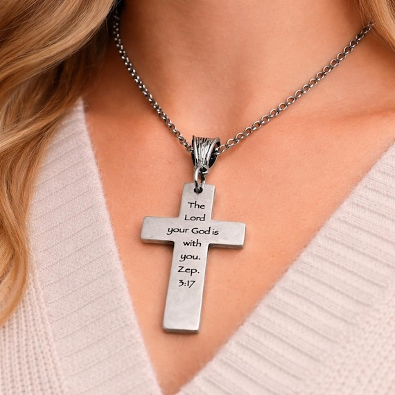 God Is With You Cross Charm Necklace