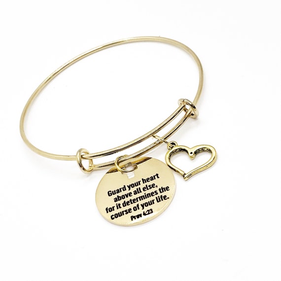 Christian Bracelet, Guard Your Heart Bracelet, Proverbs 4 23, Christian Woman Gift, Christian Daughter, Scripture Bracelet, Scripture Quote