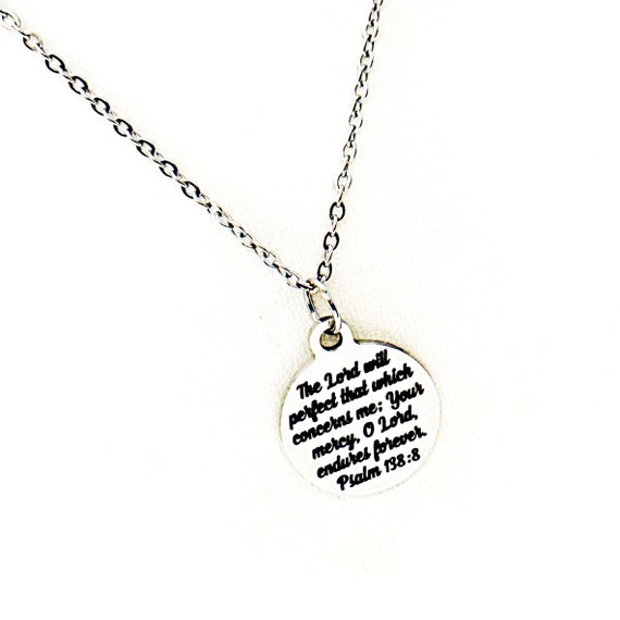 The Lords Mercy Endures Forever Psalm 138 8 Necklace, Faith Jewelry, Christian Woman Gift, Daughter Gift, Encouraging Her, Scripture Verse