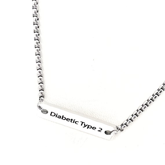 Medical Notice Necklace, Diabetic Type 2 Necklace, Diabetic Alert, Medical Condition Jewelry, Diabetes Necklace, Gift For Her, Gift For Him