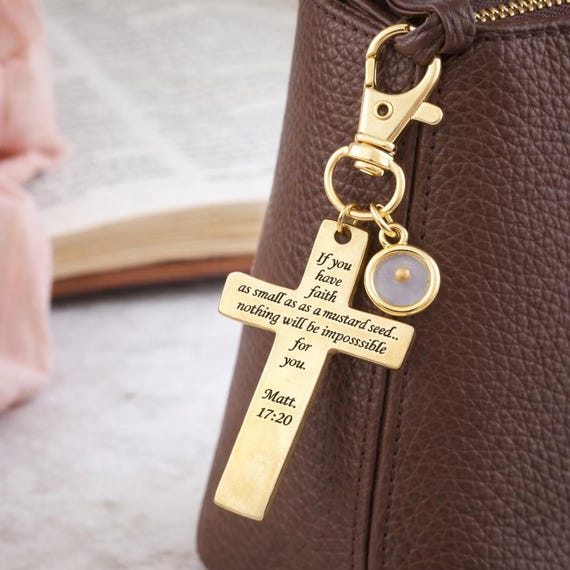 Goldtone Mustard Seed Cross Clip On Charm