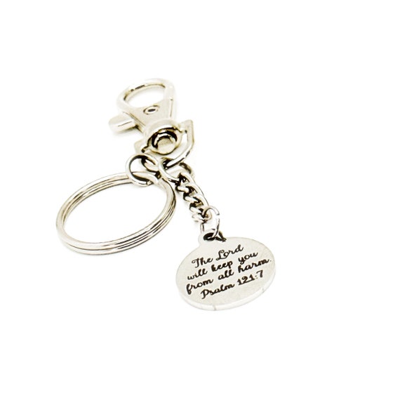 The Lord Will Keep You From All Harm Charm Keychain, Psalm 121 7, Faith Gifts, Bible Verse Gifts, Scripture Quote, Protection Gift